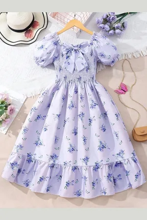 Miss & Chief Girls Floral Printed Fit & Flare Maxi Dress