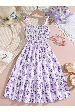 Miss & Chief Girls Floral Printed Fit & Flare Maxi Dress