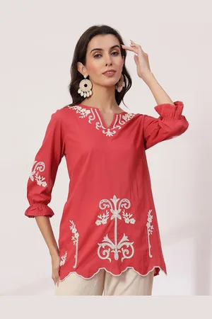 Lakshita Women Embroidered A-line Cotton Tunic