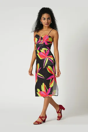 Globus Women Floral Printed Shoulder Straps Midi Sheath Dress