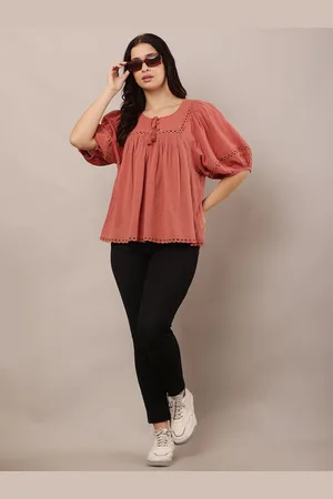 NoBarr Women Puff Sleeve Cotton Empire Top