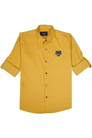 CHARCHIT Boys Comfort Cutaway Collar Solid Cotton Casual Shirt