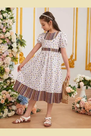 Miss & Chief Girls Floral Printed Fit & Flare Dress