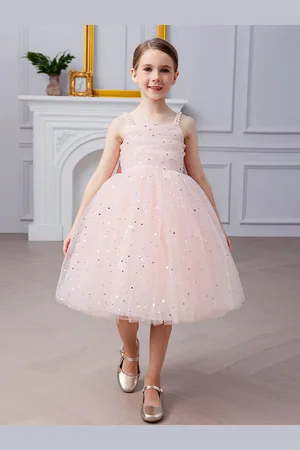 LULU & SKY Girls Fit & Flare Self Design Midi Dress