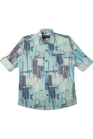 CAVIO Boys Comfort Spread Collar Abstract Printed Cotton Casual Shirt