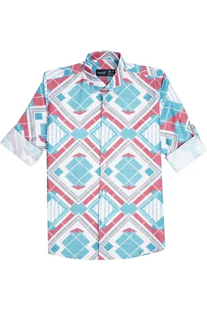 CAVIO Boys Comfort Abstract Printed Spread Collar Casual Shirt