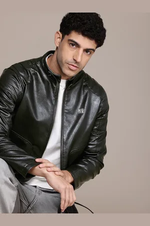 French Connection Mandarin Collar Long Sleeves Biker Jacket