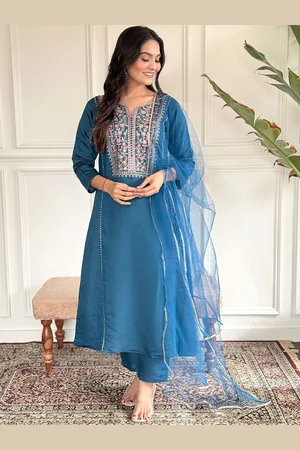 Lilots Women Ethnic Motifs Embroidered Regular Kurta with Trousers & With Dupatta