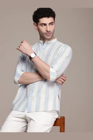 French Connection Men Premium Slim Fit Striped Pure Cotton Casual Shirt