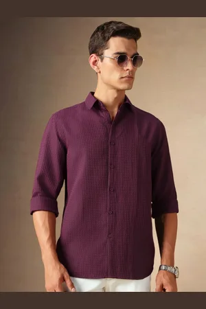 Dennis Lingo Men Spread Collar Textured Casual Shirt