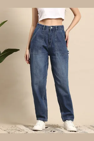 Mast & Harbour Women Pure Cotton Baggy Fit Stretchable Jeans