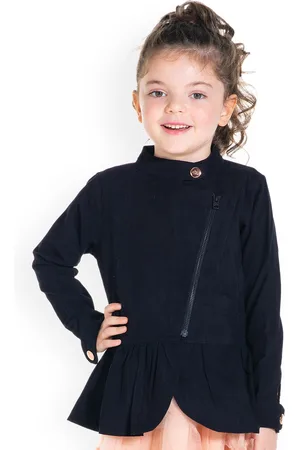 Cherry Crumble Girls Black Insulator Longline Tailored Jacket
