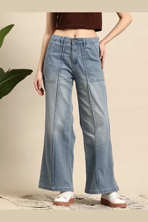 Mast & Harbour Women Wide Leg Light Fade Stretchable Jeans