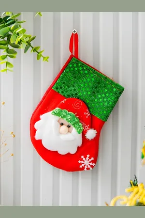 eCraftIndia Red & Green Embellished Christmas Socks