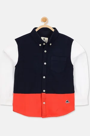 Cherry Crumble Unisex Kids Multicoloured Regular Fit Colourblocked Casual Shirt