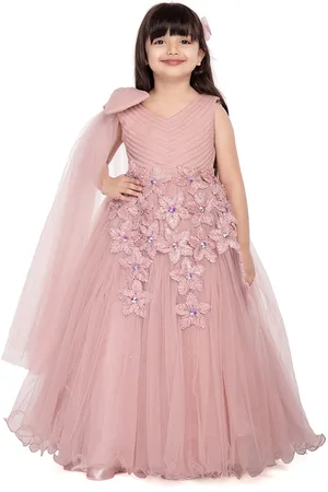 Betty Girls Flower Applique Net Gown Maxi Dress