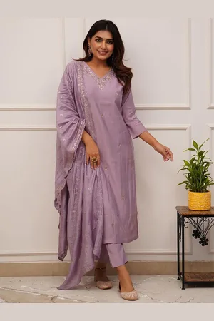 Lilots Women Floral Embroidered Regular Thread Work Kurta with Trousers & With Dupatta