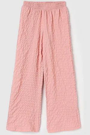 Max Collection Girls Self Design Printed Pleated Cotton Trousers