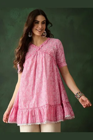 Sangria Women Printed Pure Cotton V-Neck Tunic