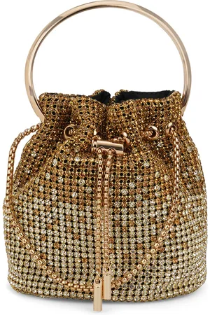 Globus Women Embellished Metal Handle Party Handheld Bag With Chain Drawstring Closure