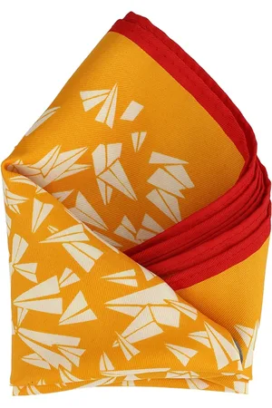 Calvadoss Men Yellow & White Printed Pocket Square