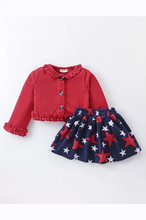 CrayonFlakes Girls Long Sleeves Top with Skirt