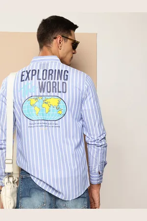 Difference of Opinion Men Standard Striped Pure Cotton Casual Shirt