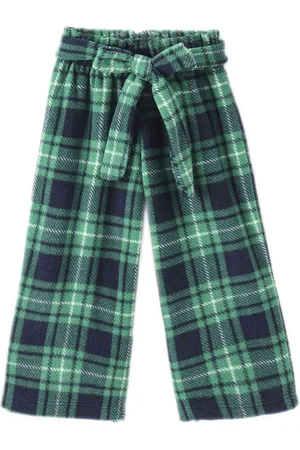 CrayonFlakes Girls Checked Flared Mid-Rise Trousers