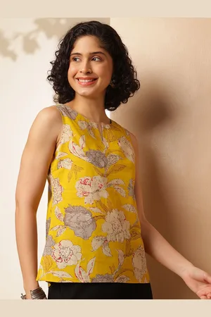Anouk Floral Printed Boat Neck Sleeveless Top