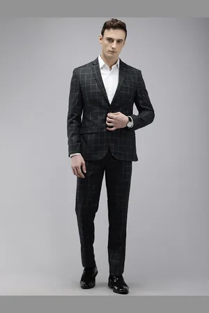 Park Avenue Checked Notched Lapel Single-Breasted Formal 2 Piece Suits