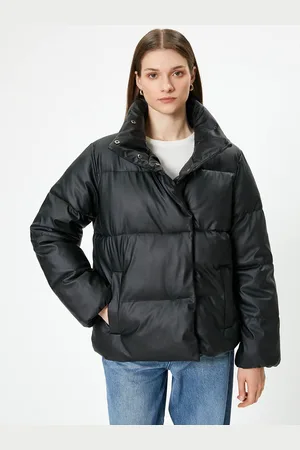 Koton Women Solid Stand Collar Padded Jacket