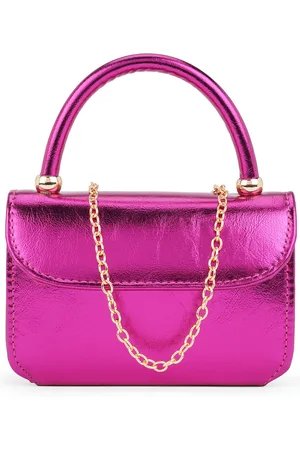 Globus Women Shiny Single Handle Small Sling Bag With Detachable Chain Strap