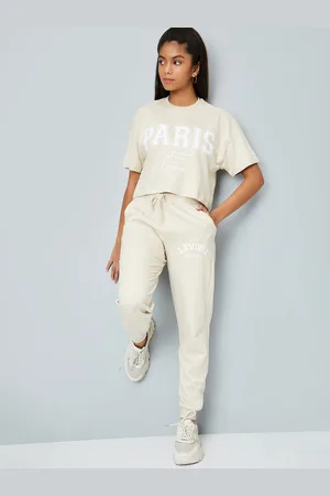 Max Collection Girls Printed Pure Cotton Crop T-shirt With Joggers Clothing Set