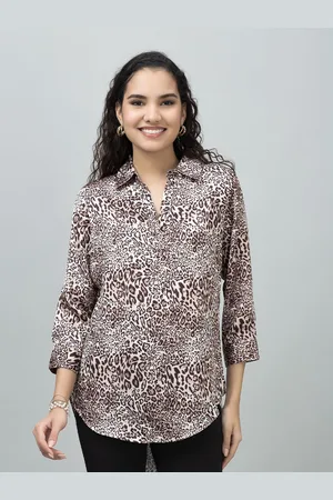 PURYS Women Printed Shirt Collar Tunic