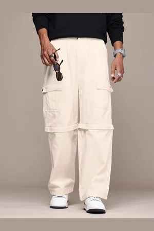 Roadster The Life Co. Men Pure Cotton Baggy Loose Fit Convertible Cargos Trousers