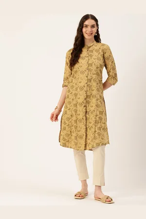 Amukti Floral Printed Mandarin Collar Kurta