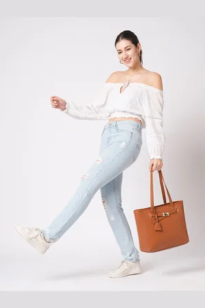 Globus Women Textured Buckle Detail Double Handle Workwear Tote Bag