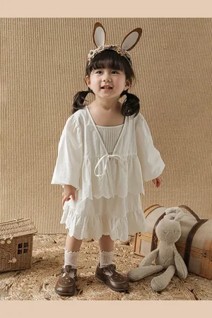 LULU & SKY Girls Shoulder Straps Neck Sleeveless A-Line Dress With Top