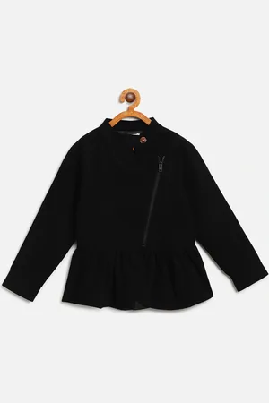 Cherry Crumble Girls Black Solid Tailored Jacket
