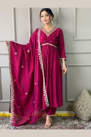 Lilots Women Ethnic Motifs Embroidered Empire Thread Work Kurta with Trousers & With Dupatta