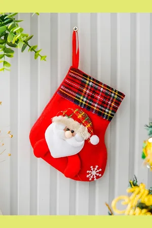 eCraftIndia Red & White Printed Christmas Socks