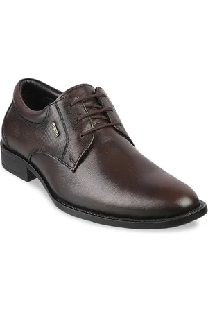 Metro Men Brown Solid Leather Formal Derbys