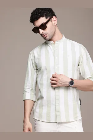 French Connection Men Premium Slim Fit Striped Pure Cotton Slub Casual Shirt