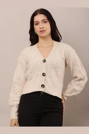 NoBarr Women Cable Knit Self Design Cardigan