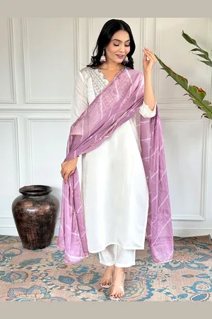 Lilots Women Floral Embroidered Regular Thread Work Kurta with Trousers & With Dupatta