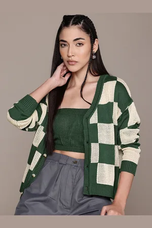Roadster The Lifestyle Co. Checked Cardigan with Tube Top