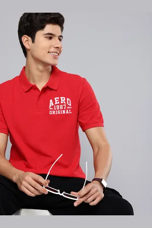 Aeropostale Brand Logo Embroidered Polo Collar Pure Cotton T-shirt