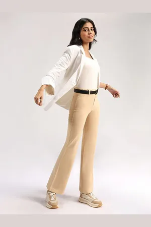 BlissClub Women High-Rise Flared Regular Trousers