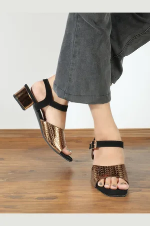 ICONICS Textured Open Toe Block Heels