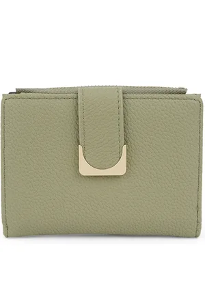 Globus Women Olive Textured Bi-Fold Wallet With Zip Coin Pocket